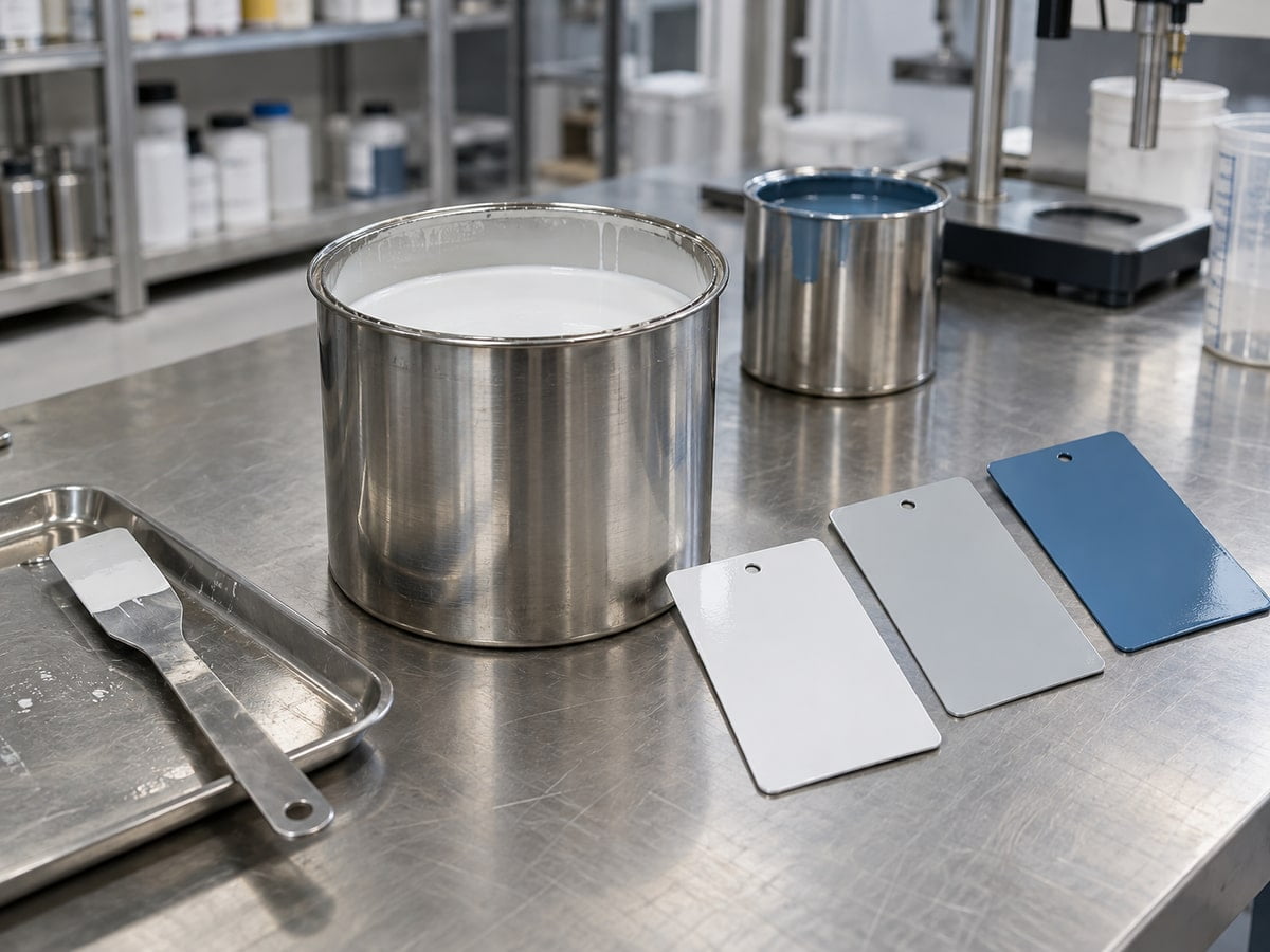Illustrative image of paint samples and coated test panels